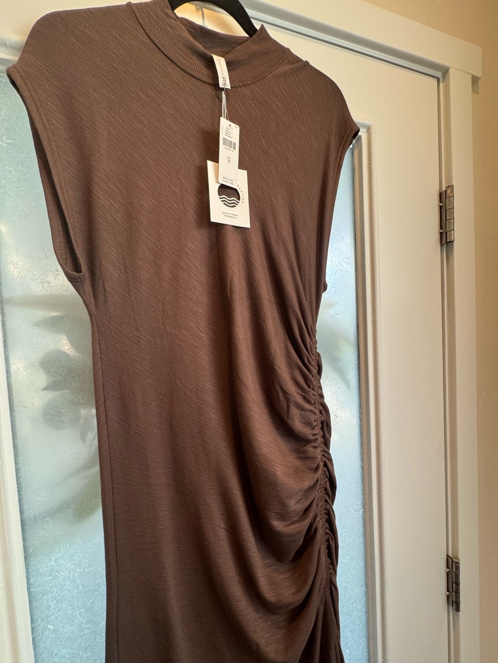 Anthropologie Mock-Neck Ruched Midi Dress - Brown